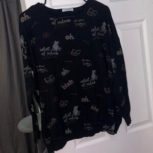 Black and white cat printed sweater